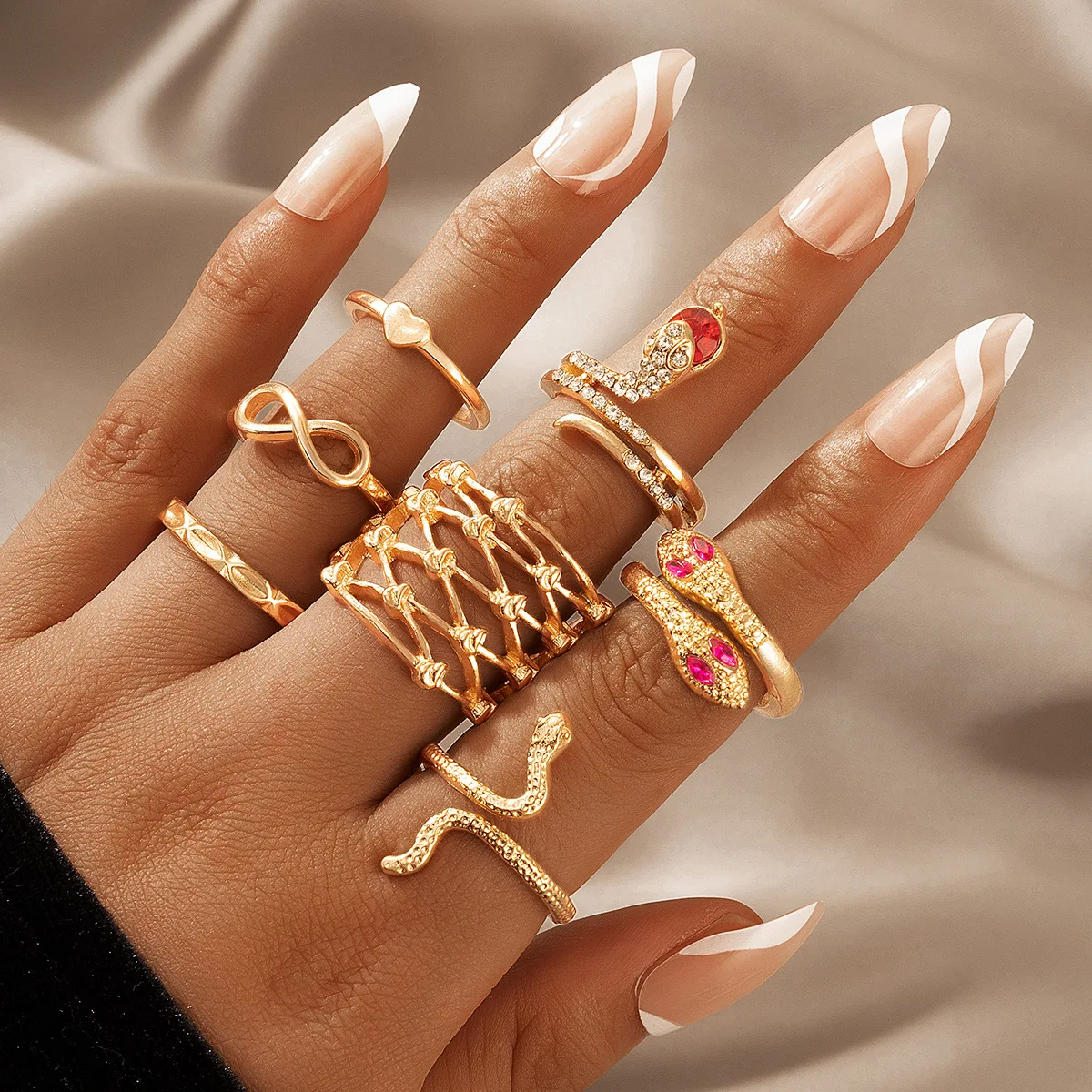 

Комплект женских колец 2022, женские кольца в богемном стиле, модные ювелирные украшения на пальцы, аксессуары для женщин, подарок для пары, оп...