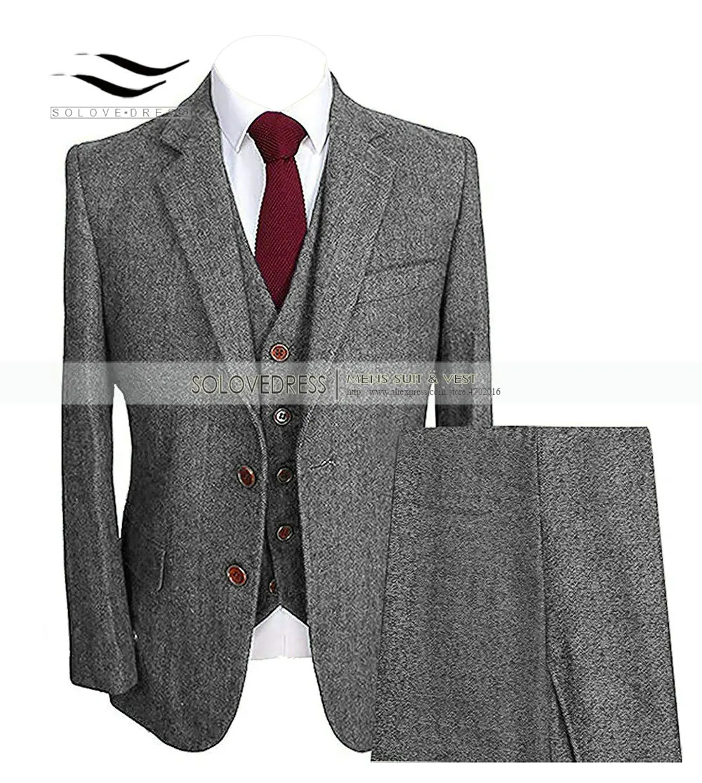 Solovedress мужские свадебные костюмы с отложным воротником 3 шт. приталенный