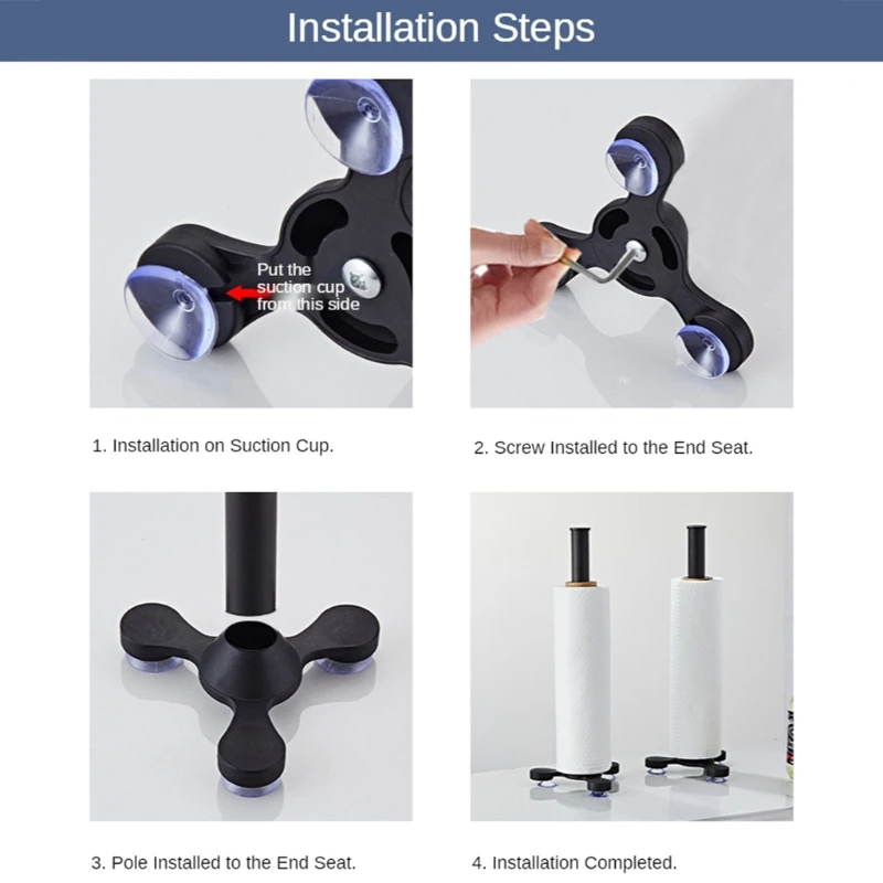 

Bathroom Simple Vertical Paper Towel Rack Movable Roll Paper Holder Plastic Wrap Holder with Enhanced Suction Cup Bottom