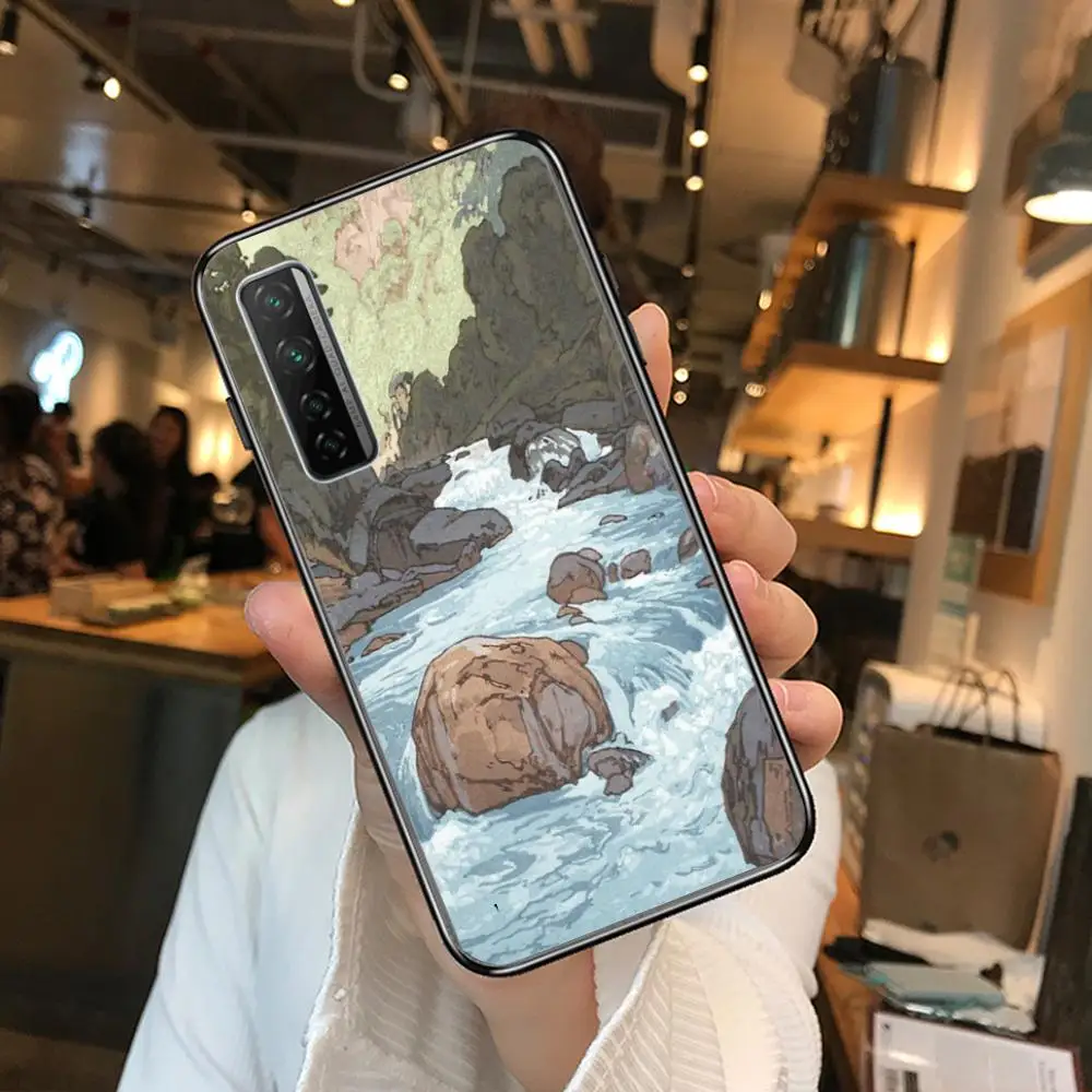 

Japanese scenery Cartoon Phone Case For Huawei mate 40 30 10 20 40 8 9 Lite Z Pro Black Etui 3D Coque Painting Hoesjes 5g black