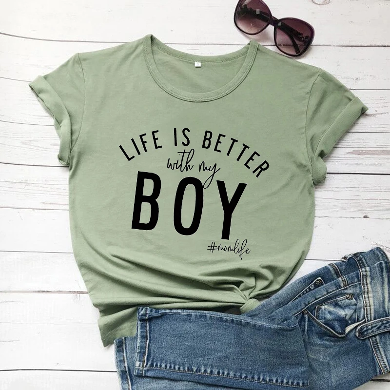 Модная женская футболка с надписью Life Is Better with My Boys для мальчиков и мам