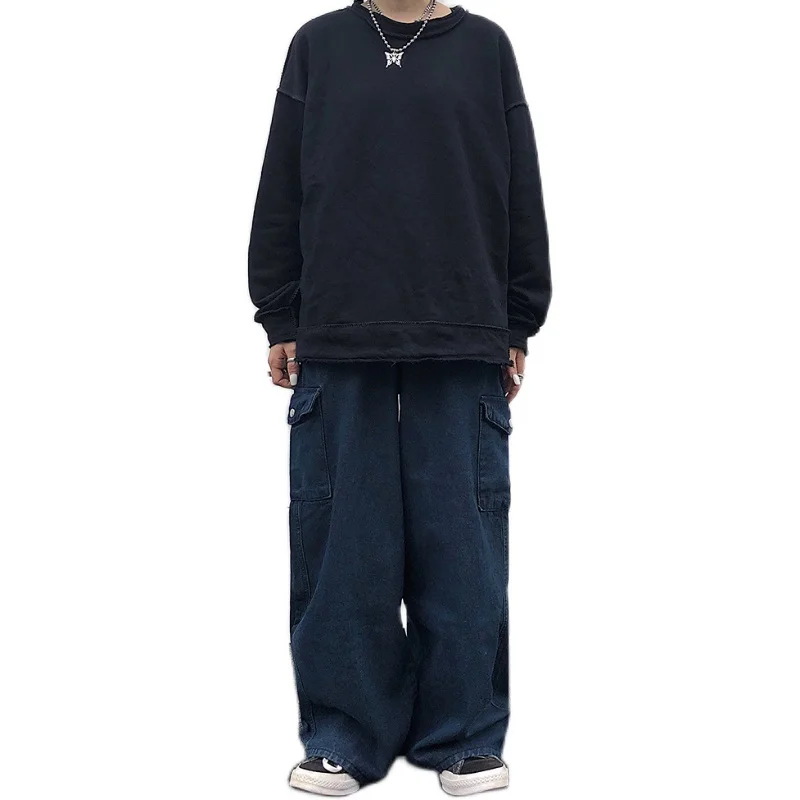 

Make Pricing Is Not Lower Than Vintage Wash Water Tooling Straight Jeans Male Slacks Wide-Legged Pants Denim Men Casual