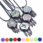 1 шт. ожерелье с аромадиффузором черное перо кулон Духи Эфирное масло ожерелье для ароматерапии с 10 шт. подушечек