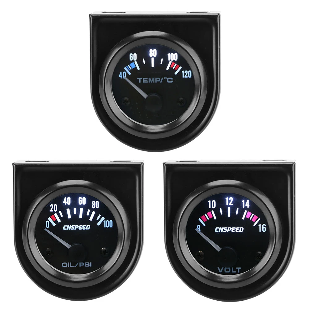 

LEEPEE 0-100PSI Oil Pressure Gauge 2" 52mm 12V Water Temperature Meter Universal Automobile Vehicle Meter Voltmeter