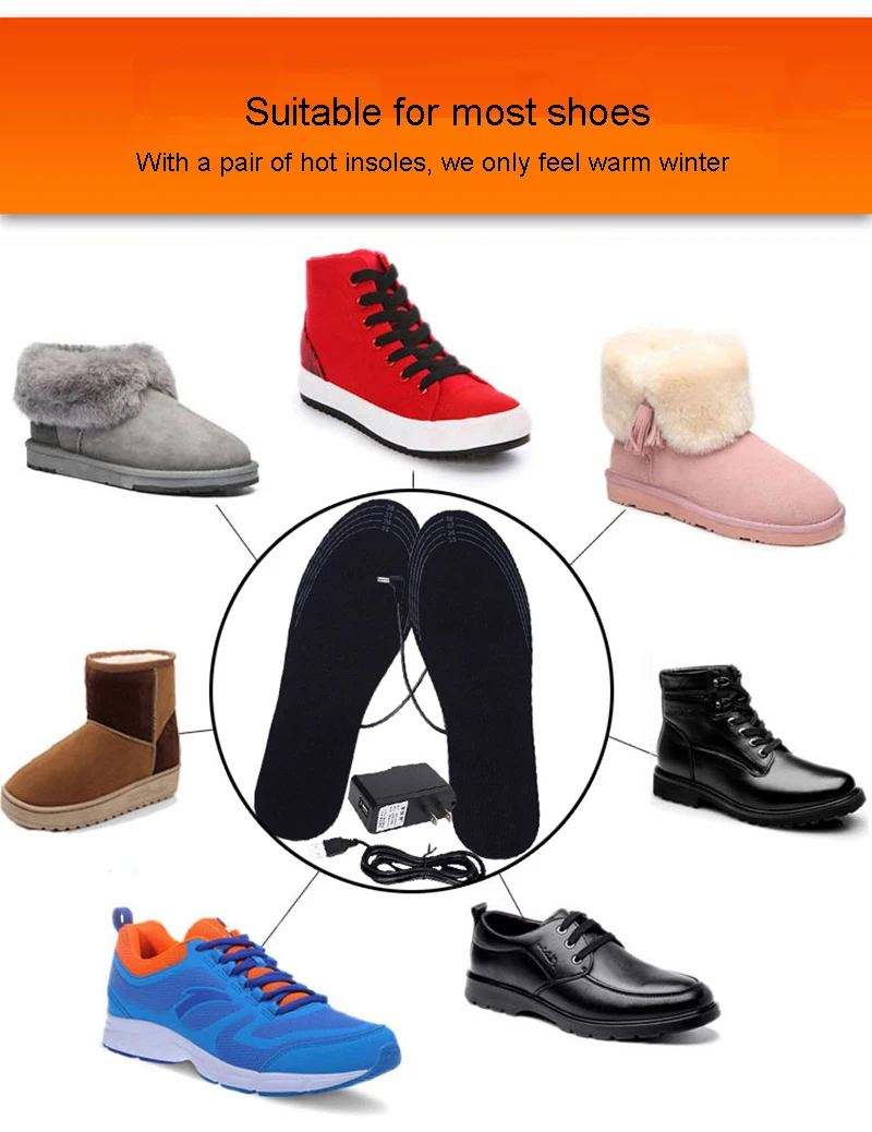 

Electric Heated Shoe Insoles Warm Socks Feet Heater USB Foot Winter Warmer Pads USB Heated Insoles Foot Warming Pad