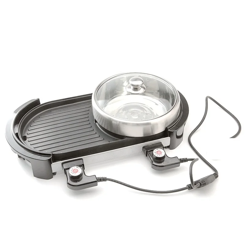 Электрический гриль и для барбекю 2 в 1 1800 Вт корейский бездымный электрический с