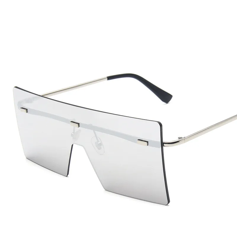 

Woman Fashion Oversized Sunglasses One Piece Square Sun Glasses Female Eyewear Mental Frame Clear Lens UV400 Mirro Shade Driving