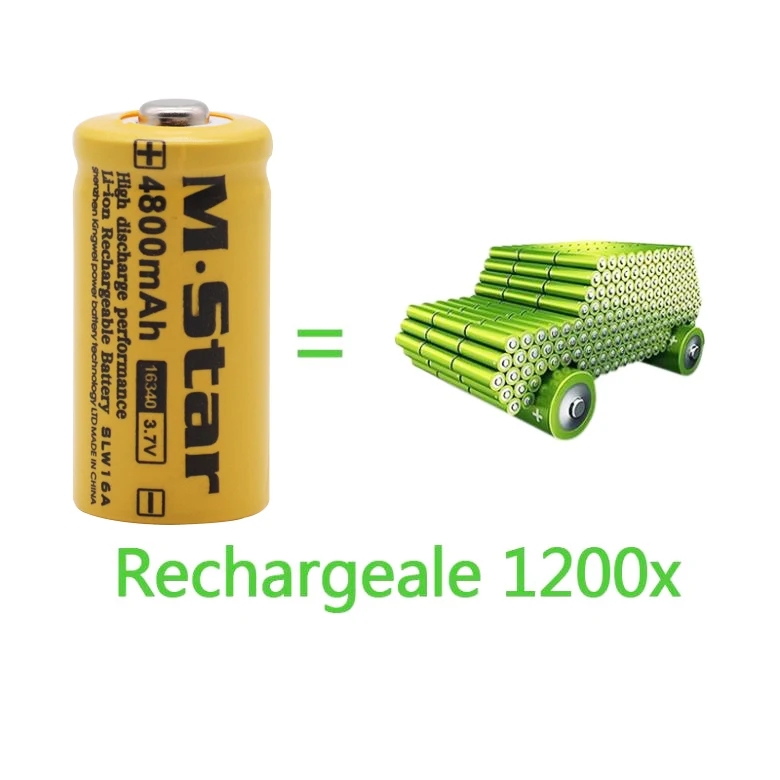 High Capacity 4800mAh Rechargeable 3.7V Li-ion 16340 Batteries CR123A Battery For LED Flashlight | Электроника