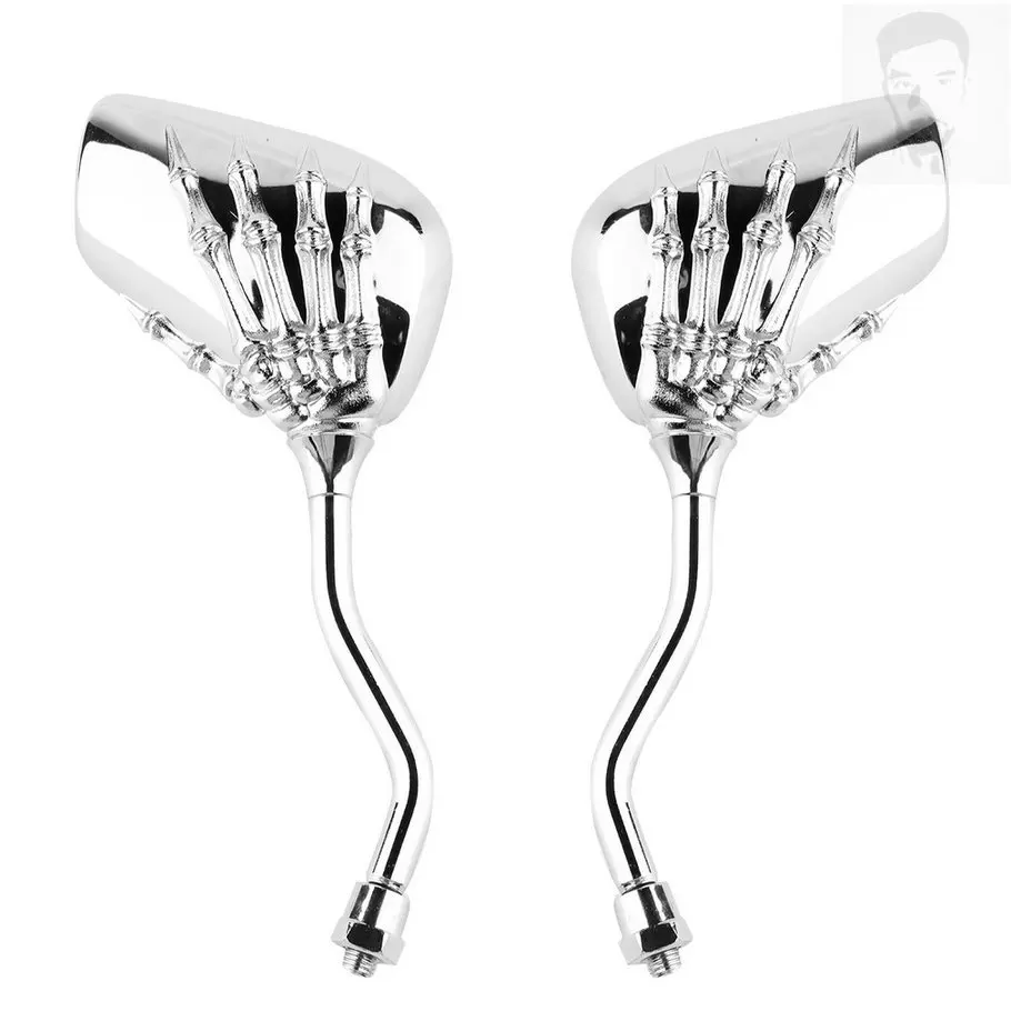 

Universal High Quality Motorcycle Chrome SKELETON HAND Claw Side Rear View Mirrors 10mm New Drop Shipping
