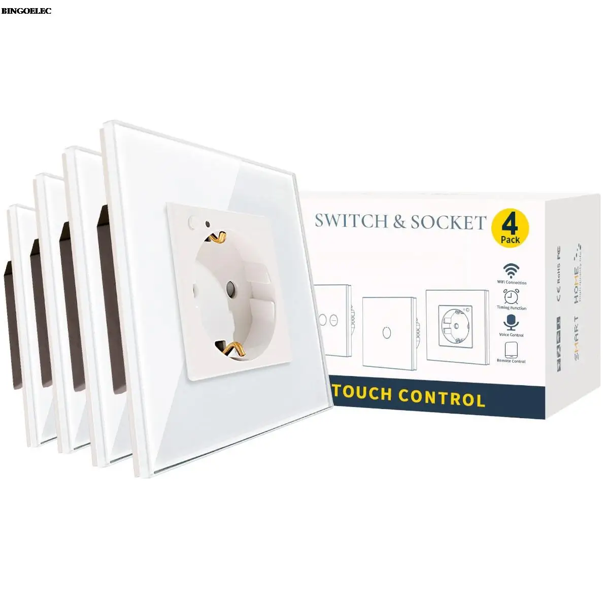

Переключатель Bingoelec с поддержкой Wi-Fi, 16 А, 4 шт.