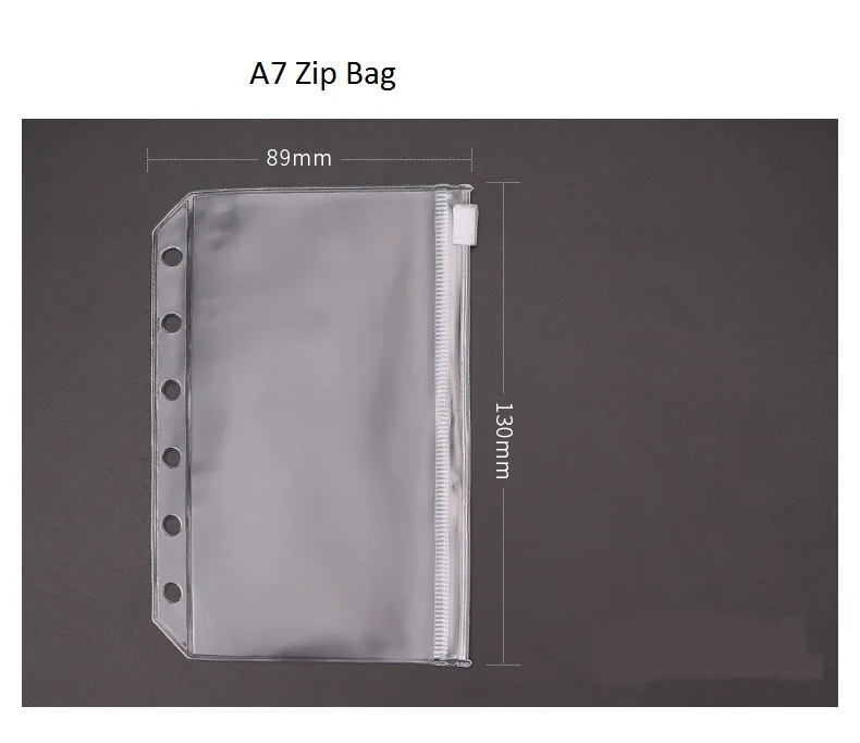 A7 zip bag Блокнот формата A4, A5, A6, A7 с отрывным листом, ПВХ сумка для коллекции, аксессуары для дневников, сумка на молнии, чехол для именных карт, сумка для хранения - Цвет: A7 zip bag