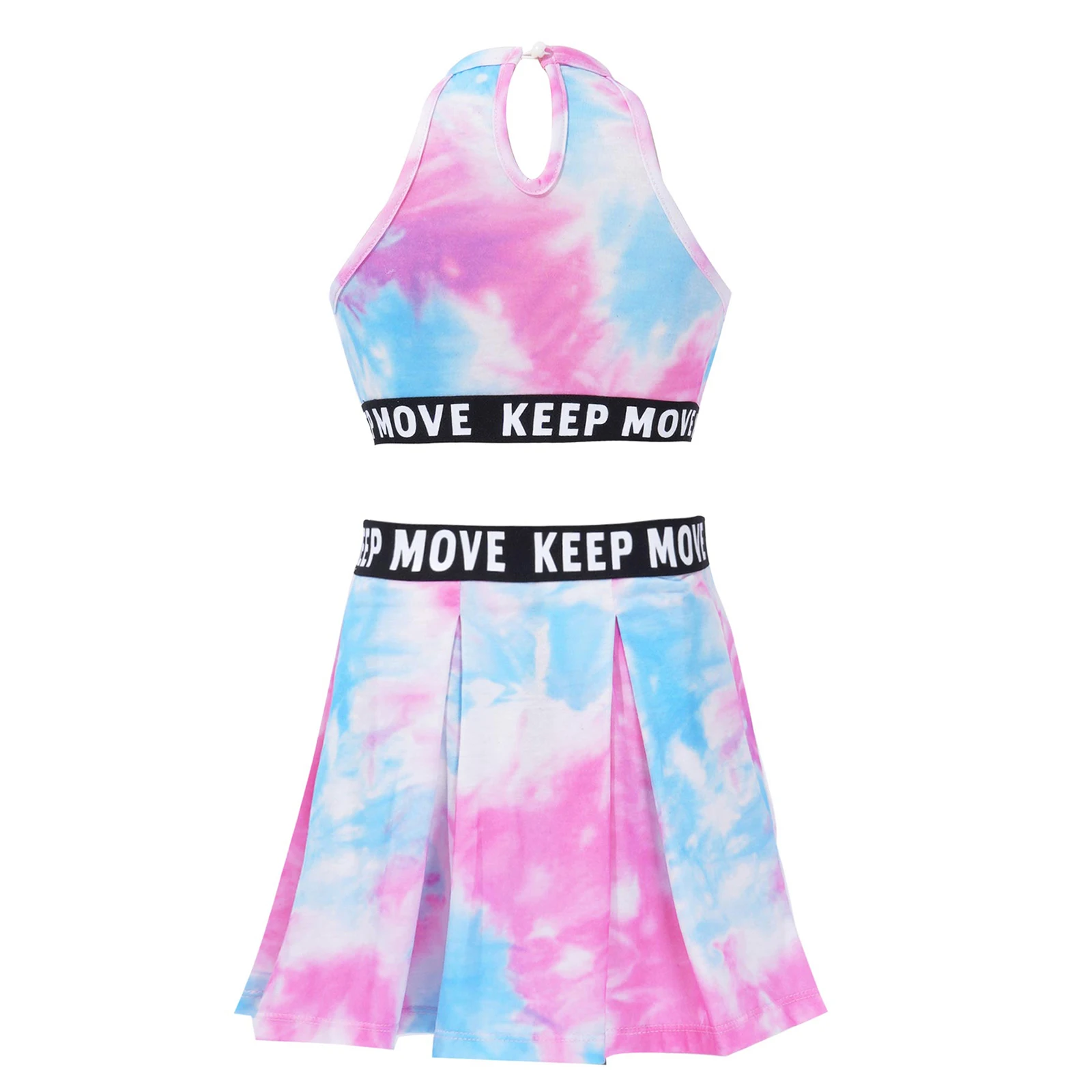 Детский спортивный костюм топ без рукавов и плиссированная юбка с принтом в виде