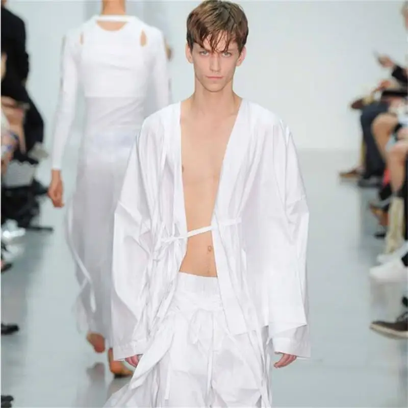 Белая рубашка в стиле лиамамото личный кардиган с длинными рукавами свободная
