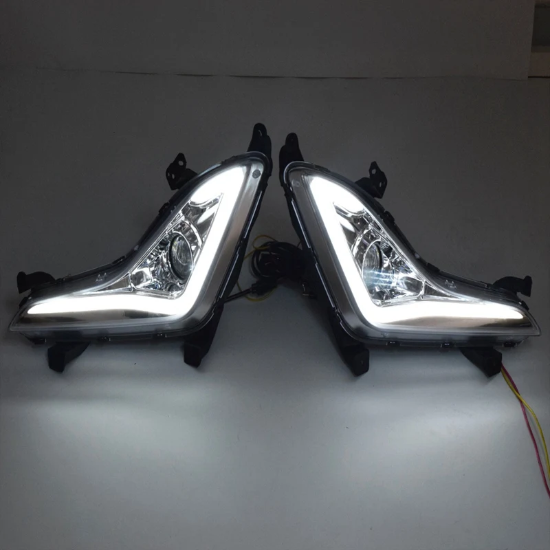 

Car LED DRL Daytime Running Lights with Yellow Turn Singal Fog Lamp Cover Case for Hyundai Elantra 2014-2016