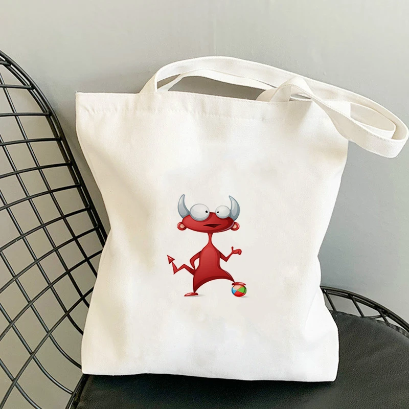 

Graffiti Canvas Bags Shopping for Groceries Shopper With Anime Designer Handbags Women's Bag Shoulder Big Reusable Cloth Printed