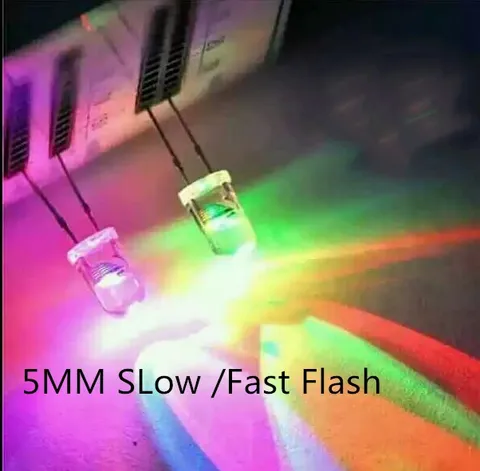 Светодиодные диоды RGB, 5 мм, 100 шт., с медленной вспышкой, разноцветные, красные, зеленые, синие светодиодный ы, 2 контакта, яркость 5 мм светильник излучающий диод RGB Diodo