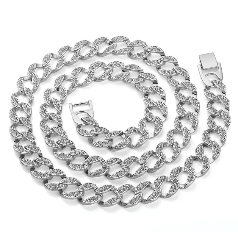 Цепочка Стразы мужская из кубинской цепи Майами ожерелье с цепью украшение в