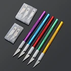 Нескользящий нож с металлической ручкой, 6 шт., нож, скальпель, резак, гравировка, многоцветная резьба, кондитерский коврик, режущие инструменты для изготовления моделей