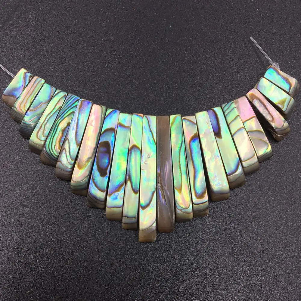 

Free shipping Fashion Jewelry New Zealand Abalone Shell Oblong Pendant Bead 21pcs 1Set MC8371