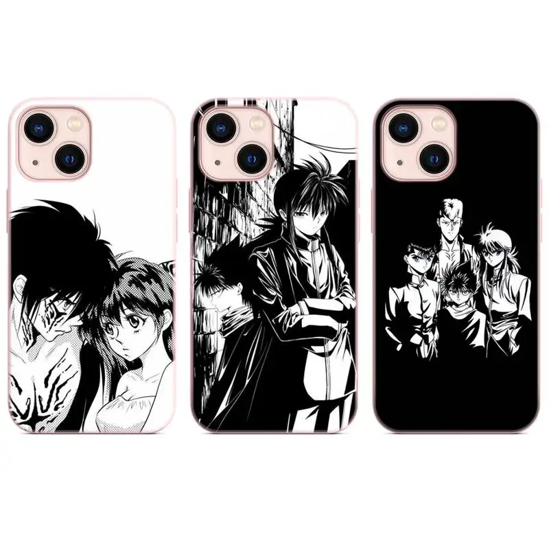 

YuYu Hakusho Manga Anime Cartoon Phone Case Pink Color For iPhone 13 12 11 X XR XS Pro Max Mini 6 7 8 Plus Cover Coque Funda