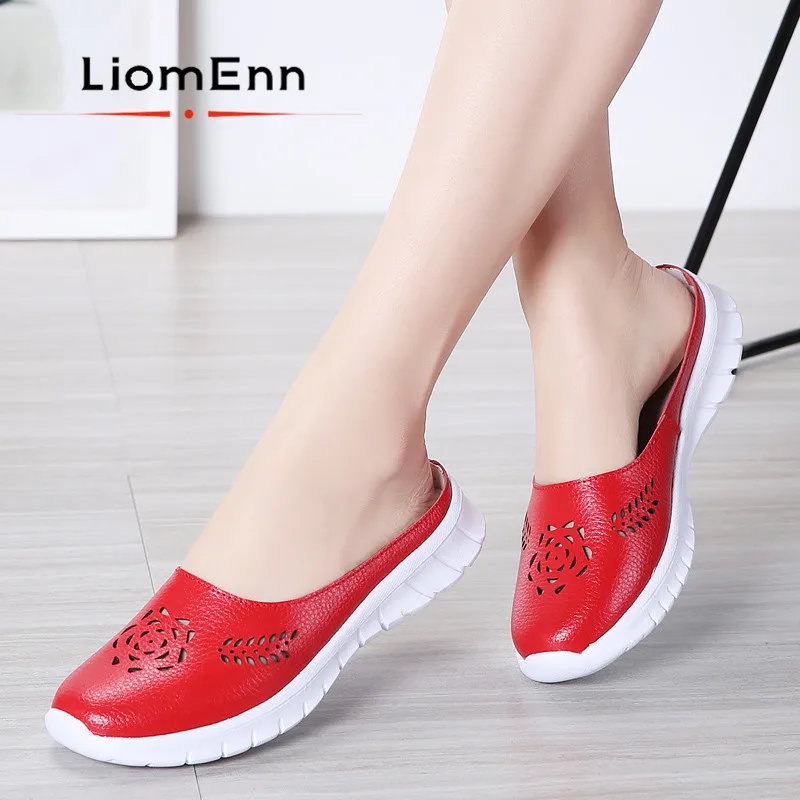 

Flower Mules Women Slippers Outdoor Elegent Closed Toe Slippers 2021 New Summer Designer Flats Shoes Woman Large Size 35-42