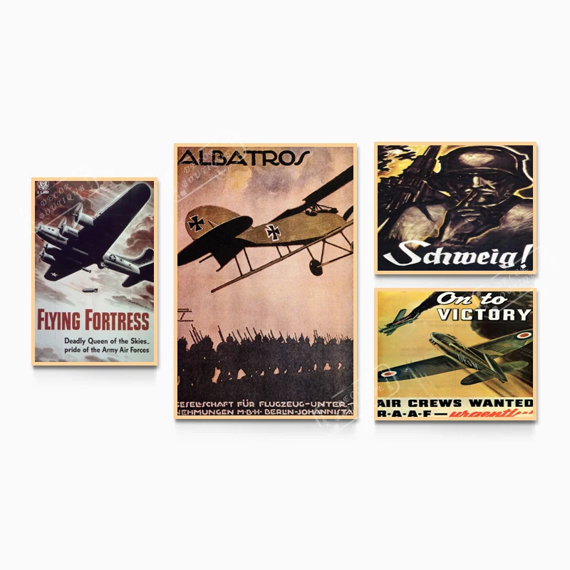 Винтаж WW2 мировой войны Пособия по немецкому языку самолеты Классический плакат