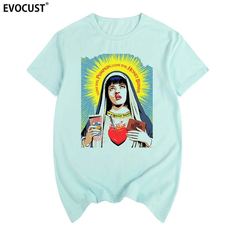 

Мужская и женская хлопковая футболка, в стиле милитари, с изображением Квентина Тарантино, в стиле хип-хоп, Девы Марии