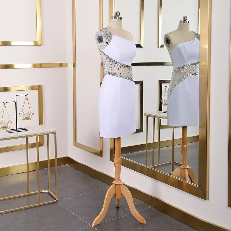 Vestidos de coctel иллюзионное сексуальное коктейльное платье со стразами 2020 на одно