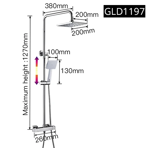 GLD1197 GAPPO Термостатический смеситель для душа, Хромированный Цвет, для ванной, смеситель для душа, набор, водопад, дождь, душевая головка, кран для ванны, краны - Цвет: GLD1197