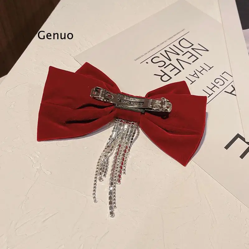 

Tfrench Assel Hairpin Hair Accessories Korea Rhinestone Headdress Spring Hair Clip Adult Top Lady Bow Hairpin Jewelry Barrettes