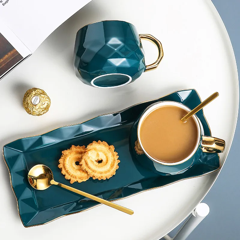 250 мл североевропейская керамическая чашка с блюдцем креативная Золотая