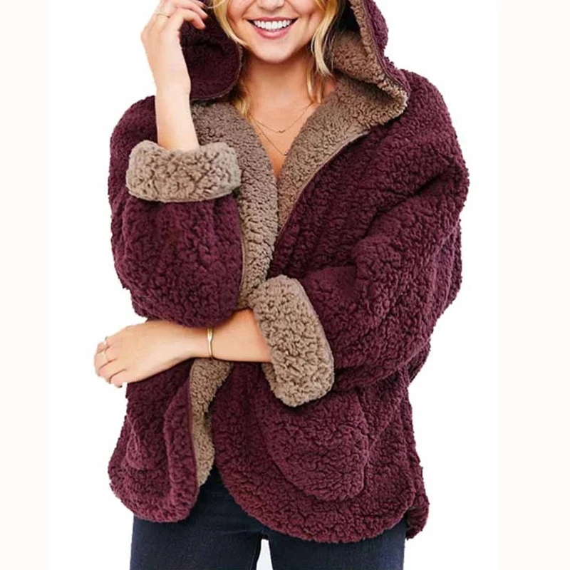 Женское плюшевое пальто из искусственного меха зимняя теплая пушистая куртка с