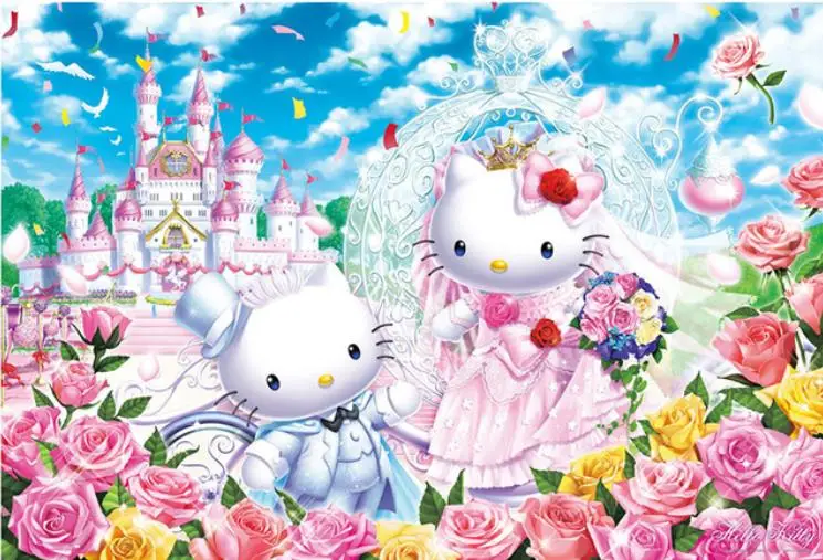 5D bricolage diamant peinture Hello Kitty broderie point de croix château image strass décorations noøl po|Алмазная мозаика и