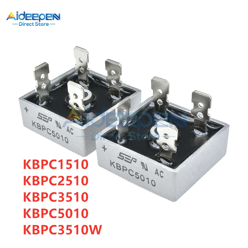 

5Pcs/lot KBPC1510 KBPC2510 KBPC3510 KBPC3510W KBPC5010 Diode Bridge Rectifier KBPC-1000V-15A/25A/35A/50A Bridge Rectifier 4 Pin