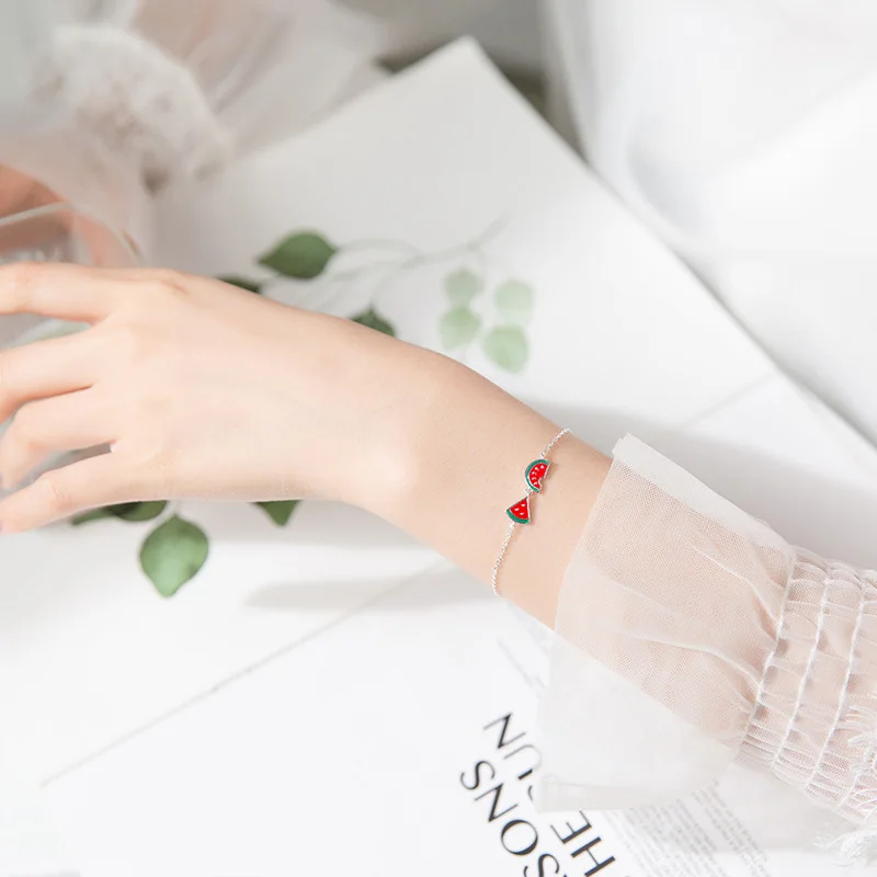 Фруктовый дизайн серебряный браслет 100% 925 пробы Серебряный корейский стиль