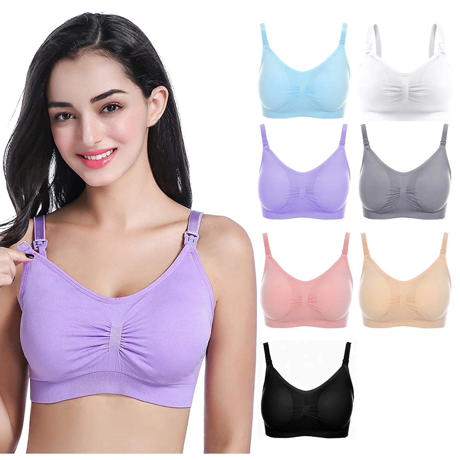 

Women Nursing Bra Solid Color Maternity Clothes Pregnant Female Mom Wirefree Pregnancy Bras Breastfeeding Underwear Sujetadores