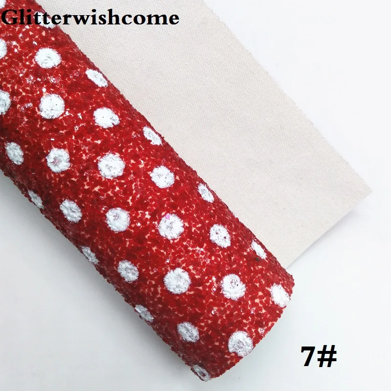 7 Glitterwishcome 21X29 см A4 размер винил для бантов Печатный горошек массивный блеск кожа ткань винил для бантов, GM192A - Цвет: 7