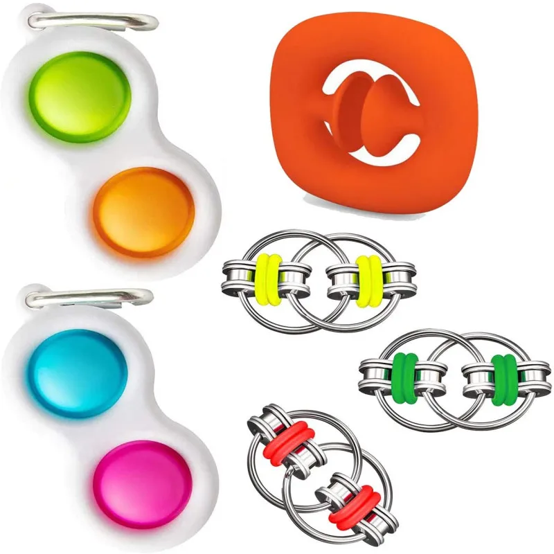 

Newest Sensory Fidget Toy Set 6 PCS Pack with Simple Dimple Fidget Toy Flippy Chain Toy Anti-Anxiety Toy