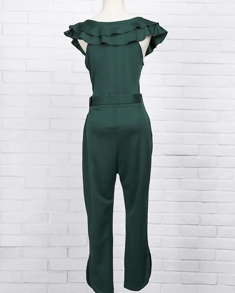 2021 Spring New Fashion Women Stylish Elegant Party Romper Layered Ruffle Split Leg Slinky Jumpsuit Female Overalls |