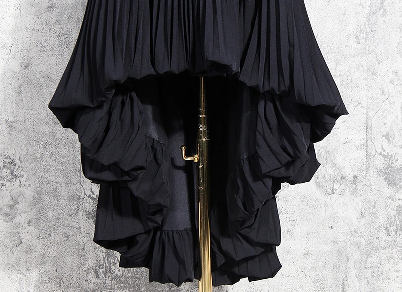 CHICEVER Casual Irregular Hem Black Skirts For Female High Waist Elegant Pleated Skirt Women Autumn 2020 Fashion Clothes New | Женская
