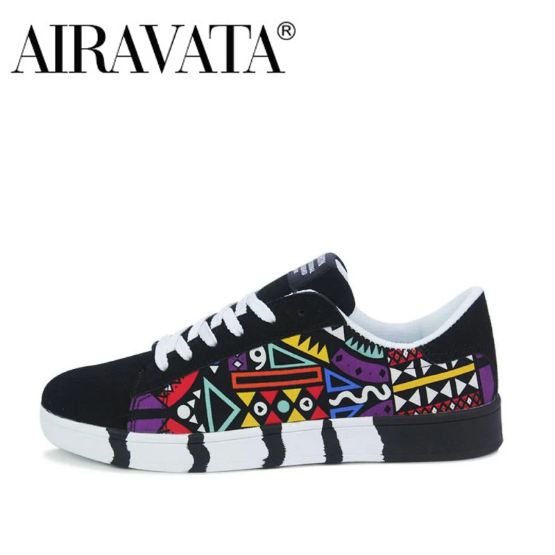 

Airavata Men's Spring and Autumn New Canvas Shoes Board Shoes Graffiti Breathable Sport Leisure Youth Trend Is Comfortable
