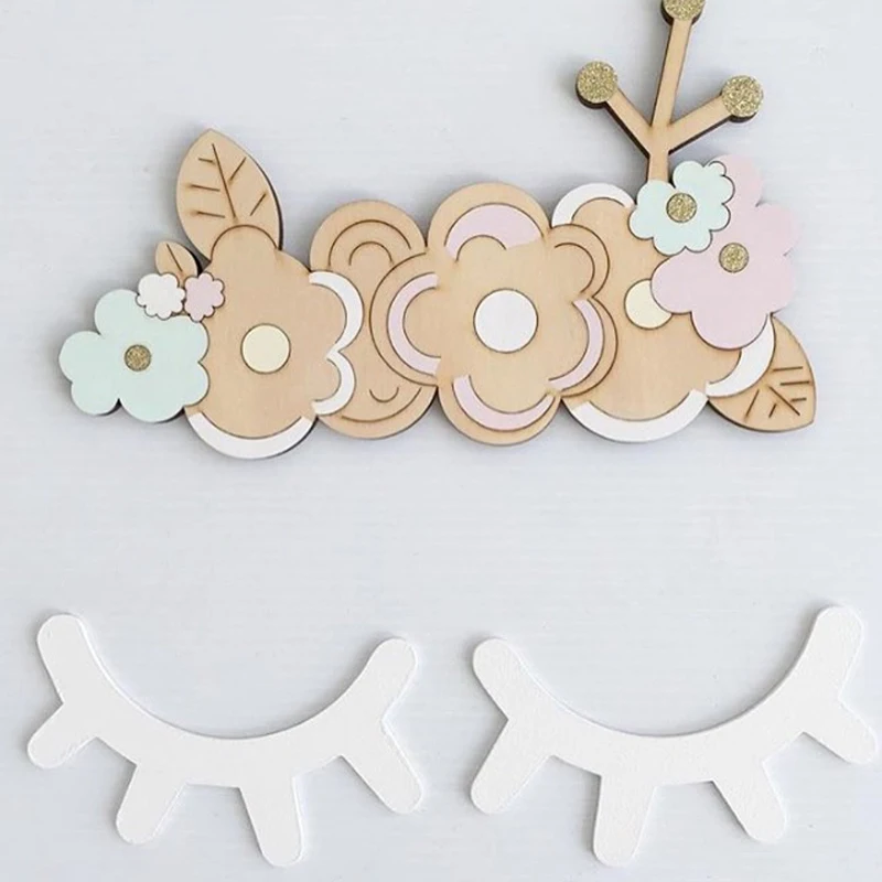 1 Pair 3D Eyelash Decoration Wall Cute Wooden Shelves Decor Accessories Children Kids Baby Living Room Home JPDZS1003 | Дом и сад