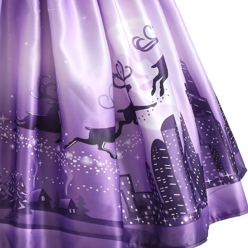 2019 с О образным вырезом большие качели Винтаж рождественское платье Для женщин