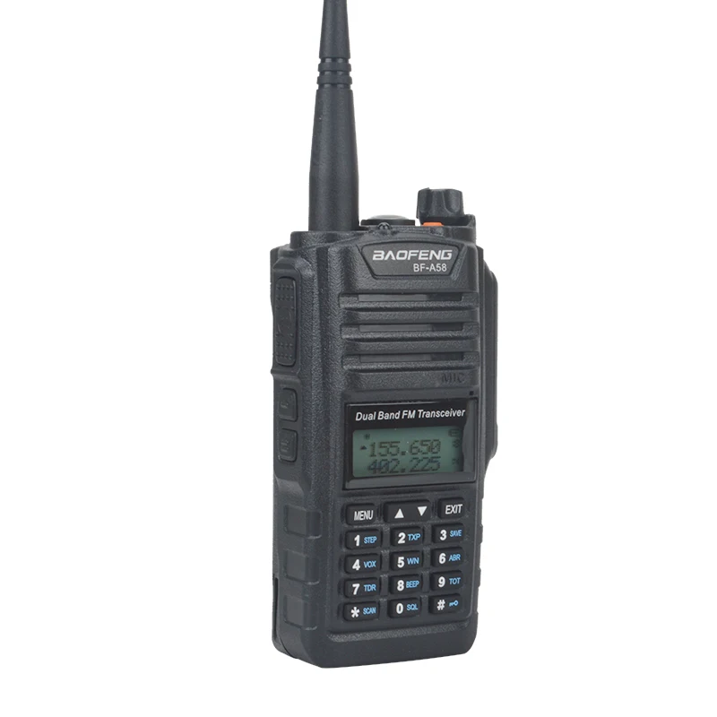 Bf-A58 Walkie Talkie Baofeng Dual Band Vhf 136-174Mhz Uhf 400-520Mhz 5W 128Ch Ip57 Impermeabile Amateur Ham Radio Fm