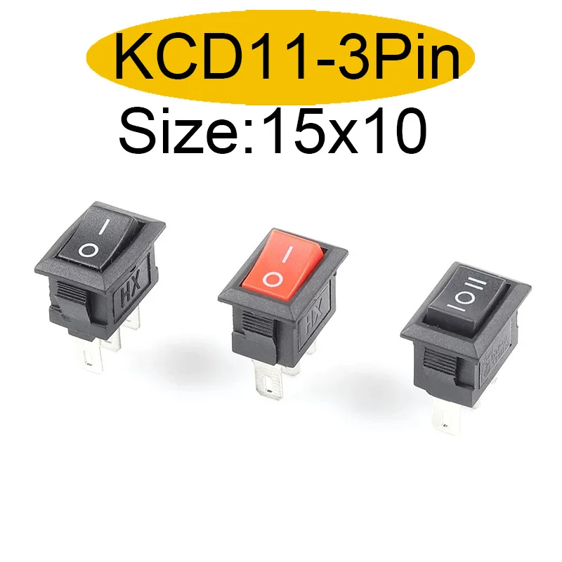 10 шт., 10 х15 мм, кнопочный переключатель, 3 контакта, 3 а/250 В, Mini SPST KCD11, 2/3 позиция, фотолодка