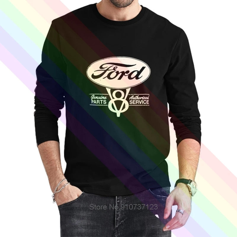 Футболка мужская классическая черная с длинным рукавом и логотипом Свободная