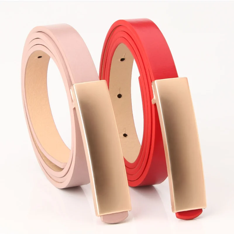 

Metal Buckle Ladies Belts For Dresses High Quality Leather Thin Female Waist Belt Straps Belt Waistband For Women