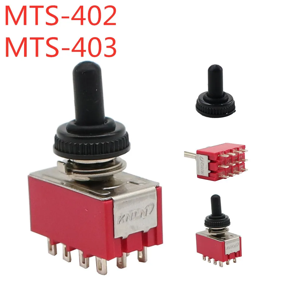 

MTS-402 ON/ON MTS-403 ON/OFF/-ON Toggle Switch AC 250V 2A 120V 5A 12 Pin 4PDT