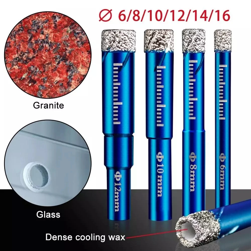 

Diamond Drill Bit 6/8/10/12/14/16mm Brazed Dry Drill Multifunction Marble Vitrified Brick Granite Glass Open Hole For Concrete