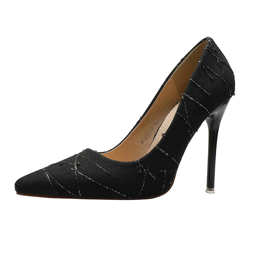 

Pointed Shallow High Heels Night Club Show Thin Sexy Women's Single Shoes Sequin Professional Ol Women's Shoes LSJ